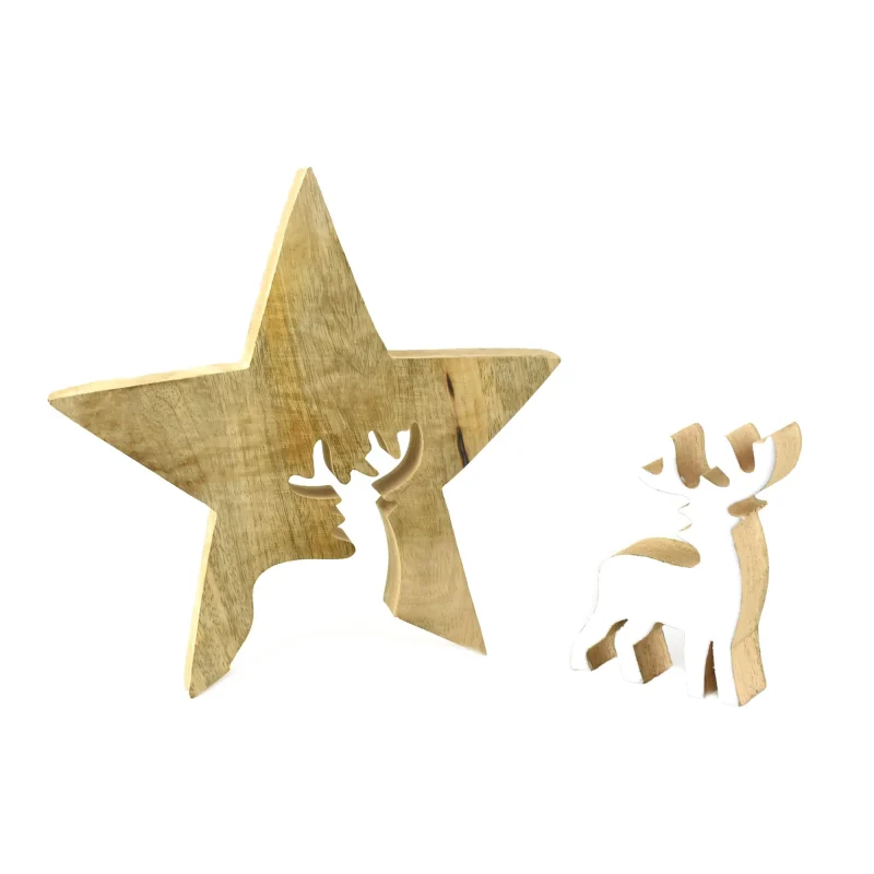 wooden star reindeer puzzle 8 5 inch