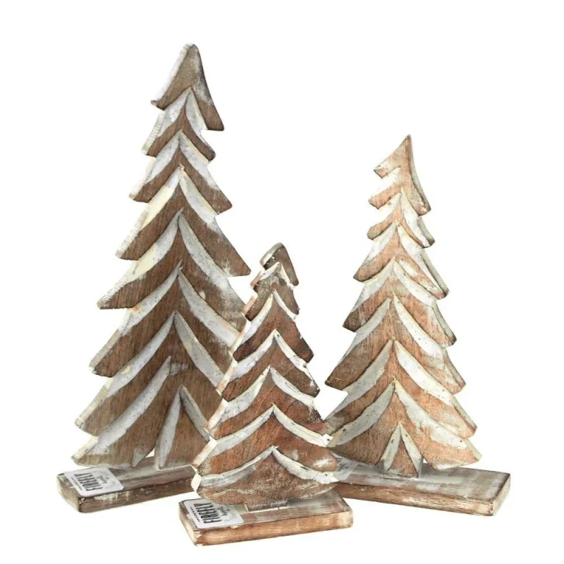 wooden tabletop christmas tree natural ornament