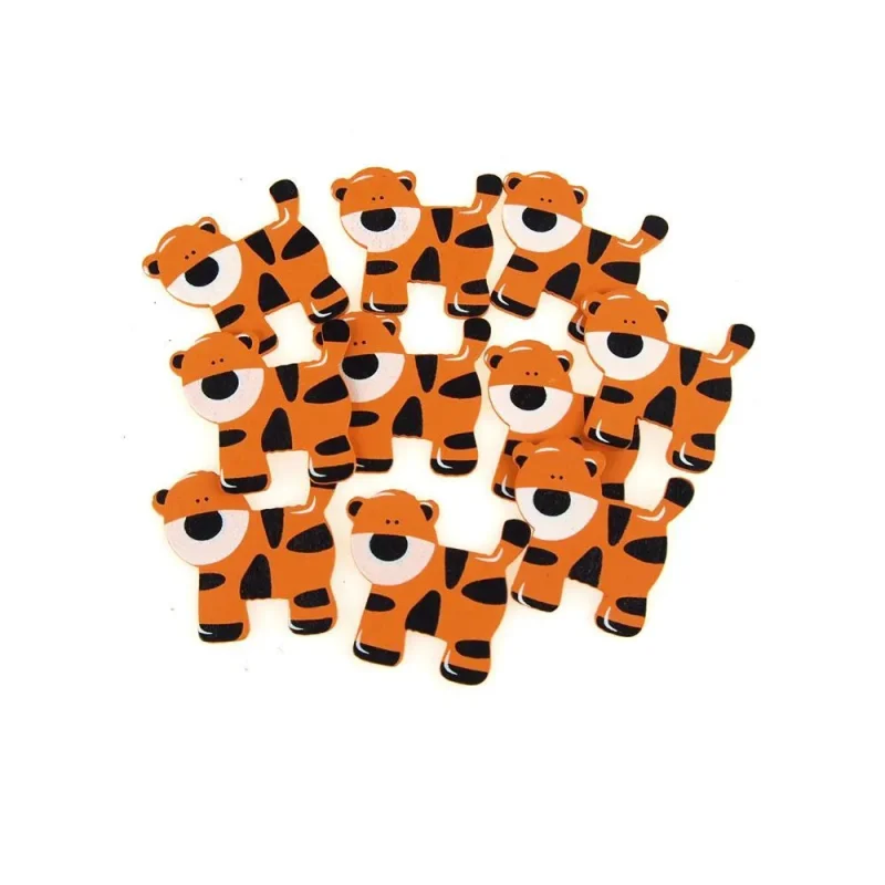 wooden tiger animal baby favors 1 5 inch 10 pack