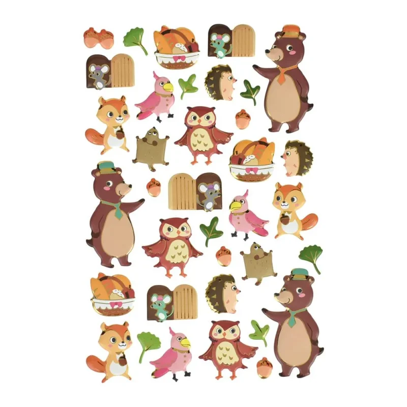 woodland friends metallic foil stickers 36 pack