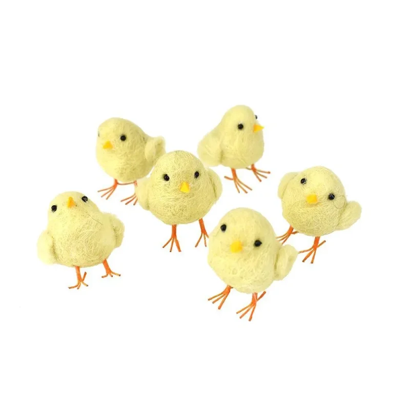 wool chick ornaments 2 size 6 pack