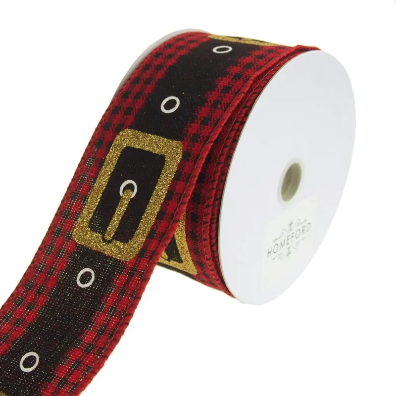 woolen checkered wired christmas ribbon 2 5 x 10 yards holiday decor