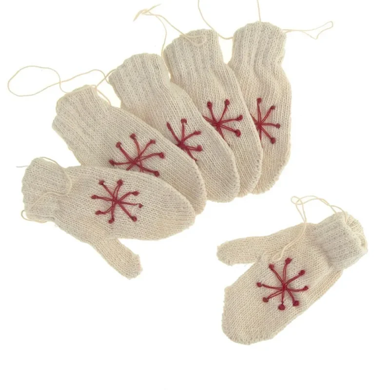 woven mini mitten christmas ornaments 3 5 inch set of 6