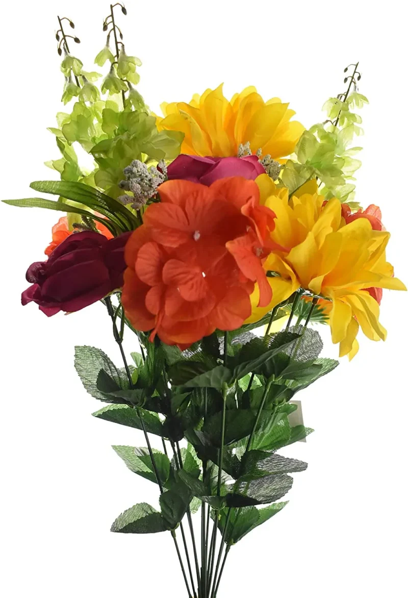 yellow orange dahlia ranunculus spray 22in artificial beauty