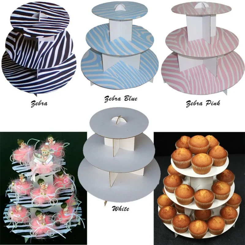 zebra 3 tier cupcake stand 12 inch cardboard