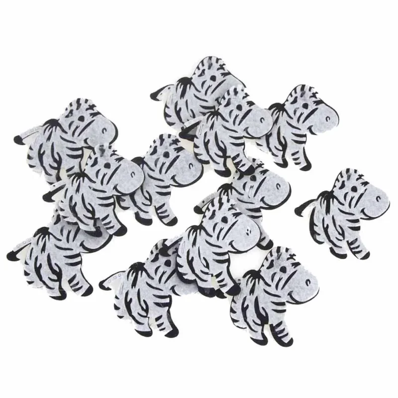 zebra felt animal set 2 inch black white 12 piece