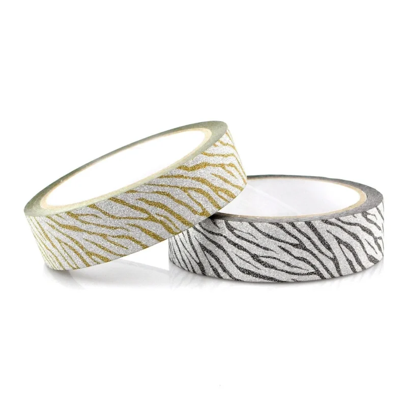 zebra glitter tape ribbon 1 x 20 yards