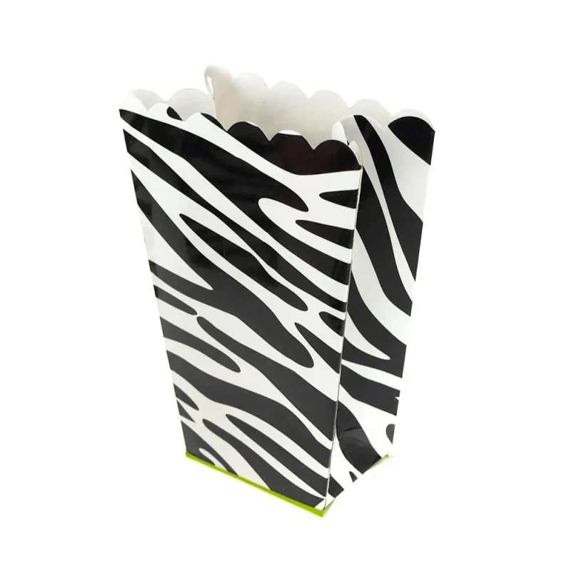 zebra pattern popcorn boxes 5 inch 4 pack