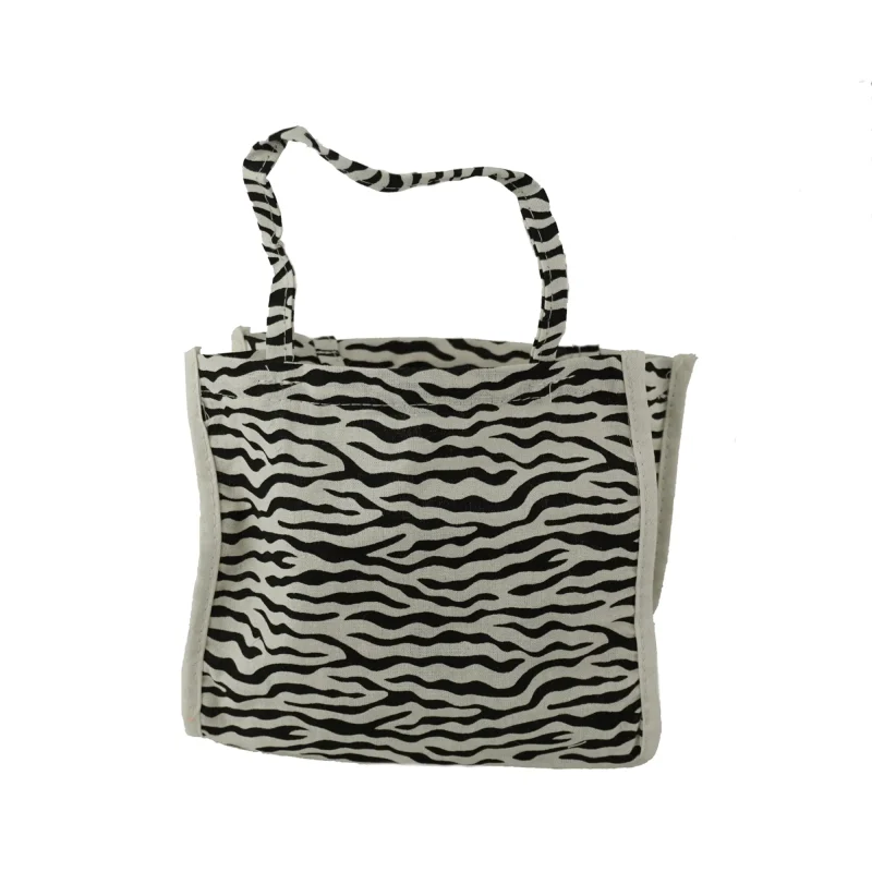 zebra print cotton tote bag 7 inch