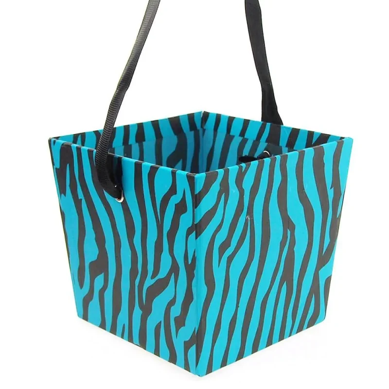 zebra stripe turquoise cardboard market tray 5 inch