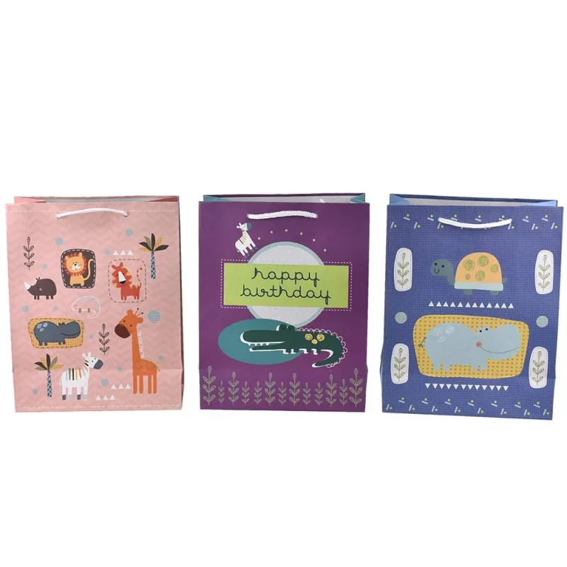 zoo animal birthday gift bags 9 75 inch set of 3